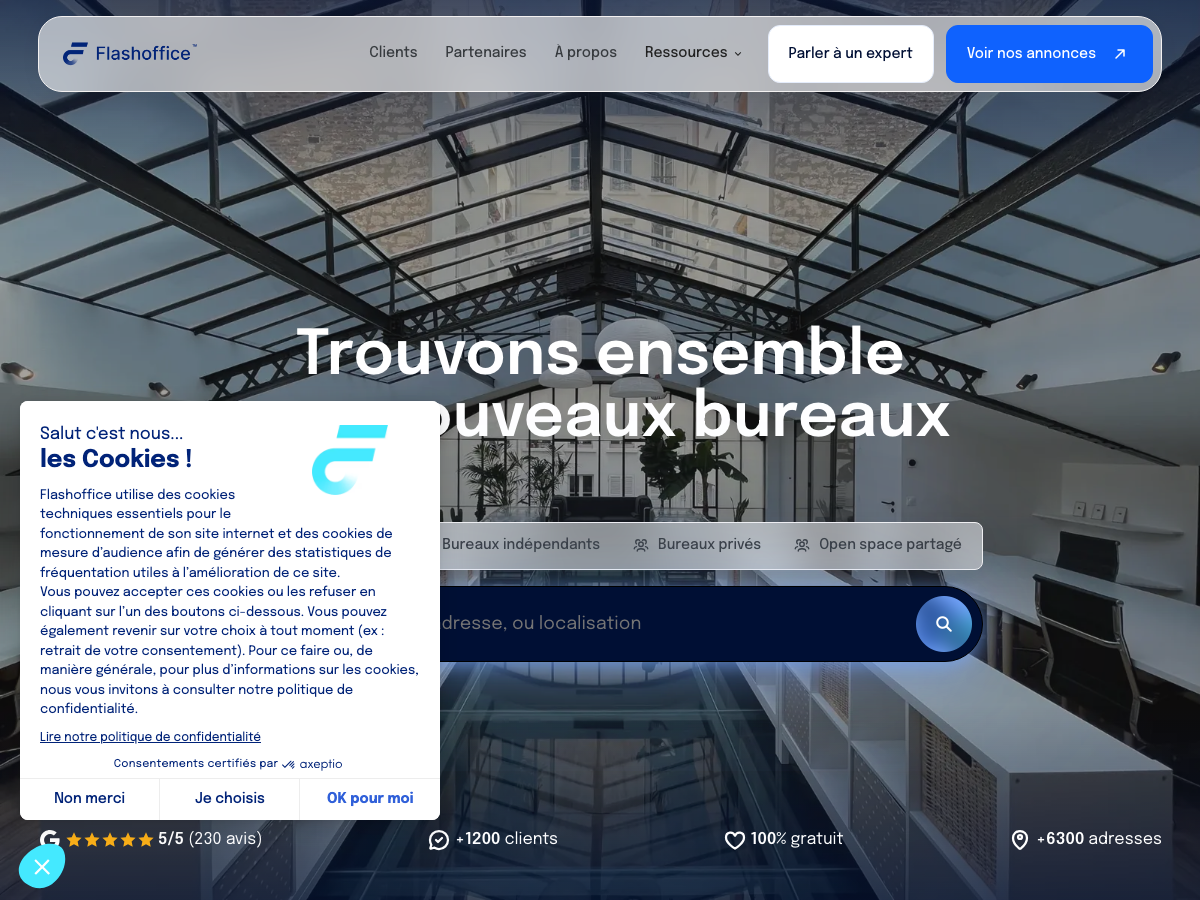 Capture d'écran du site Flashoffice
