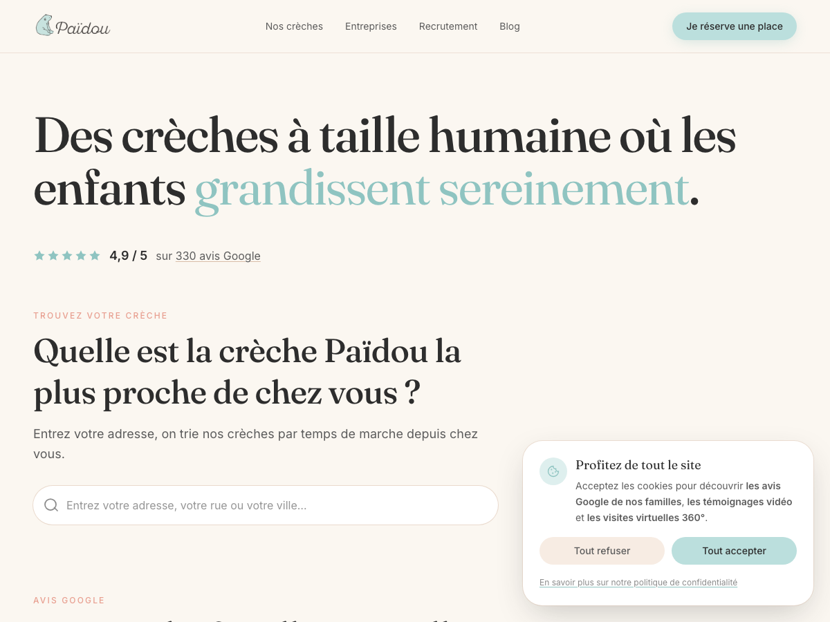 Capture d'écran du site Paidou
